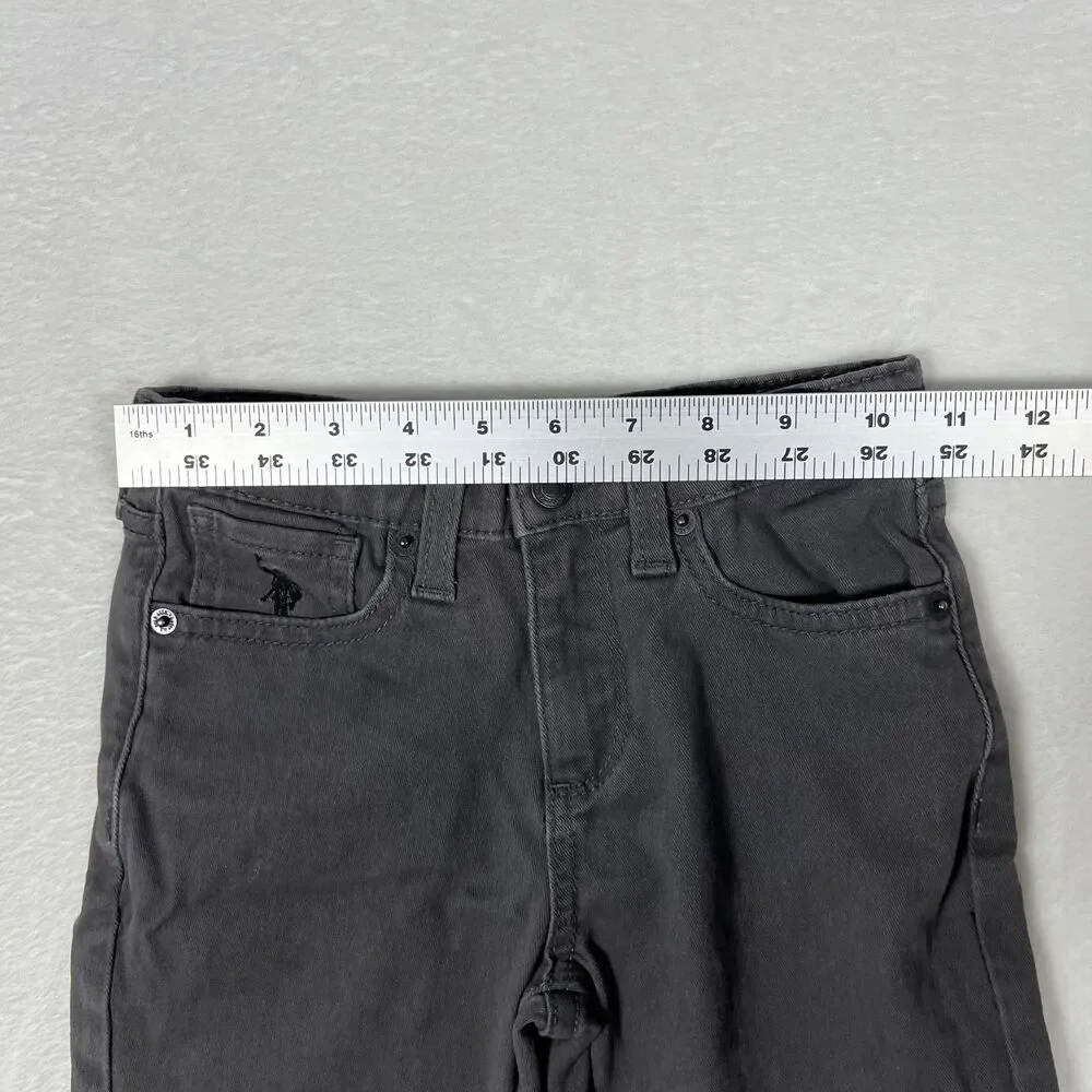 US Polo Assn Boys Size 6 Jeans Gray Straight Leg 5 Pocket Cotton Stretch Denim